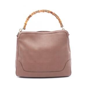 GUCCI Pink Leather Bamboo Shoulder Bag